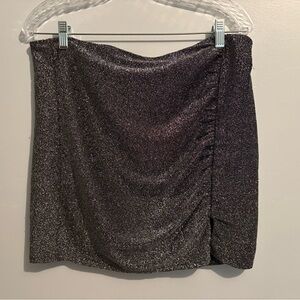 Crystal Doll Women’s XL Glittery Skirt Lined Mini Skirt Slit Stretchy Bodycon